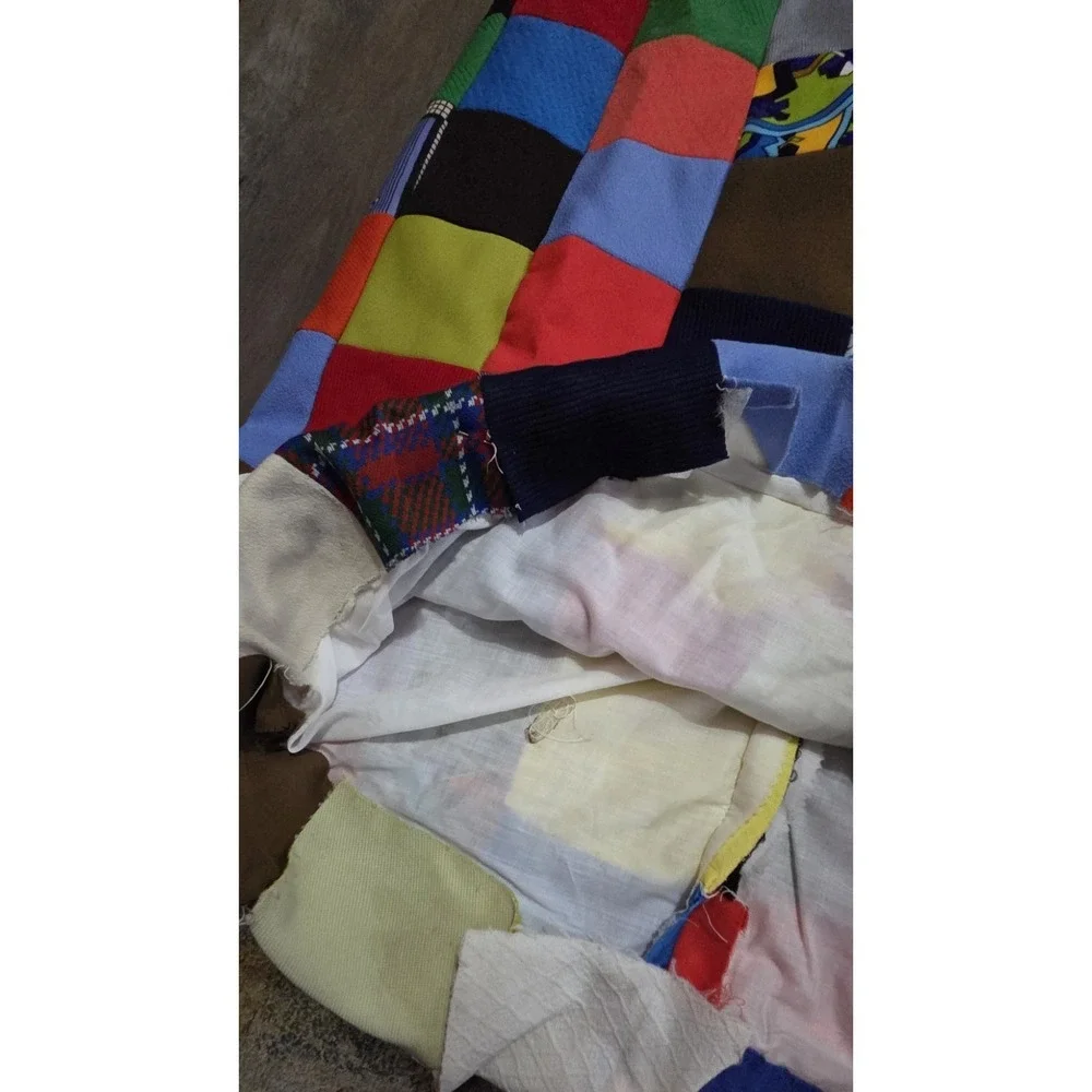 Handmade Vintage 70s Multi Color Quilt Skirt (27" Waist x39" Long) Boho Designer - Picture 4 of 9